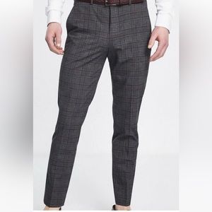 ZNT18 Men’s Grey Plaid Dress Pants